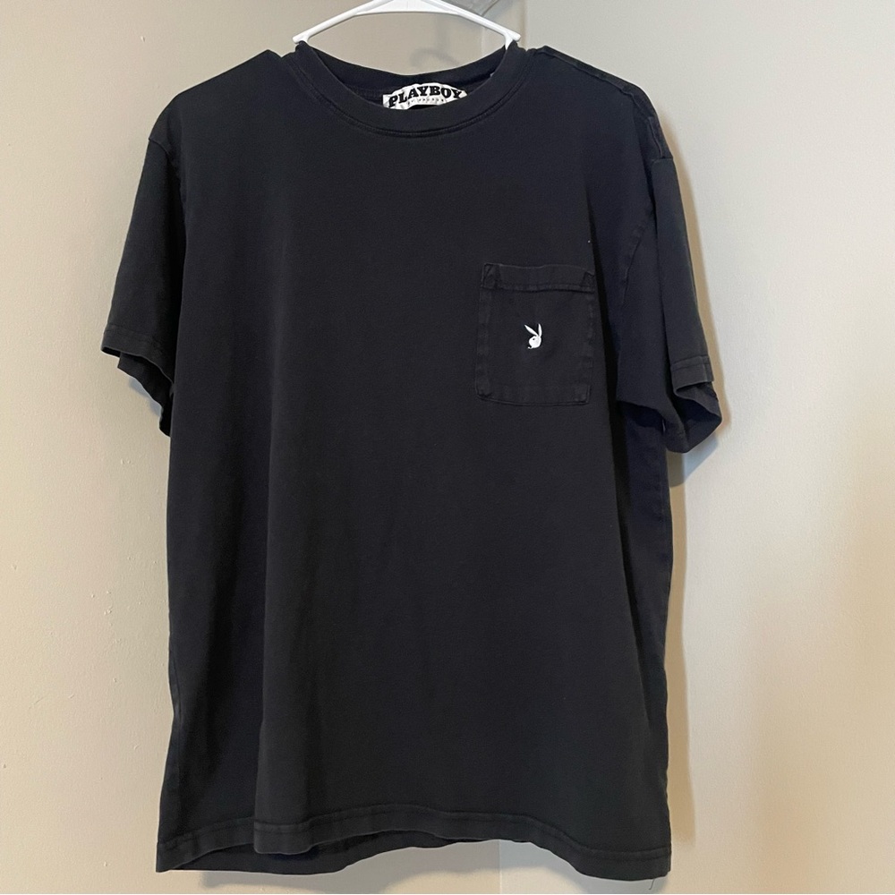 PLAYBOY by Pacsun Dark Gray Short Sleeve Tee